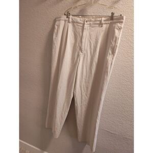 Tommy Bahama Ivory Silk Rayon Blend Pleated Relaxed Fit Straight Leg 40" X 30"